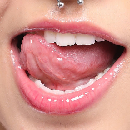 Pink Lip Oil on Lips